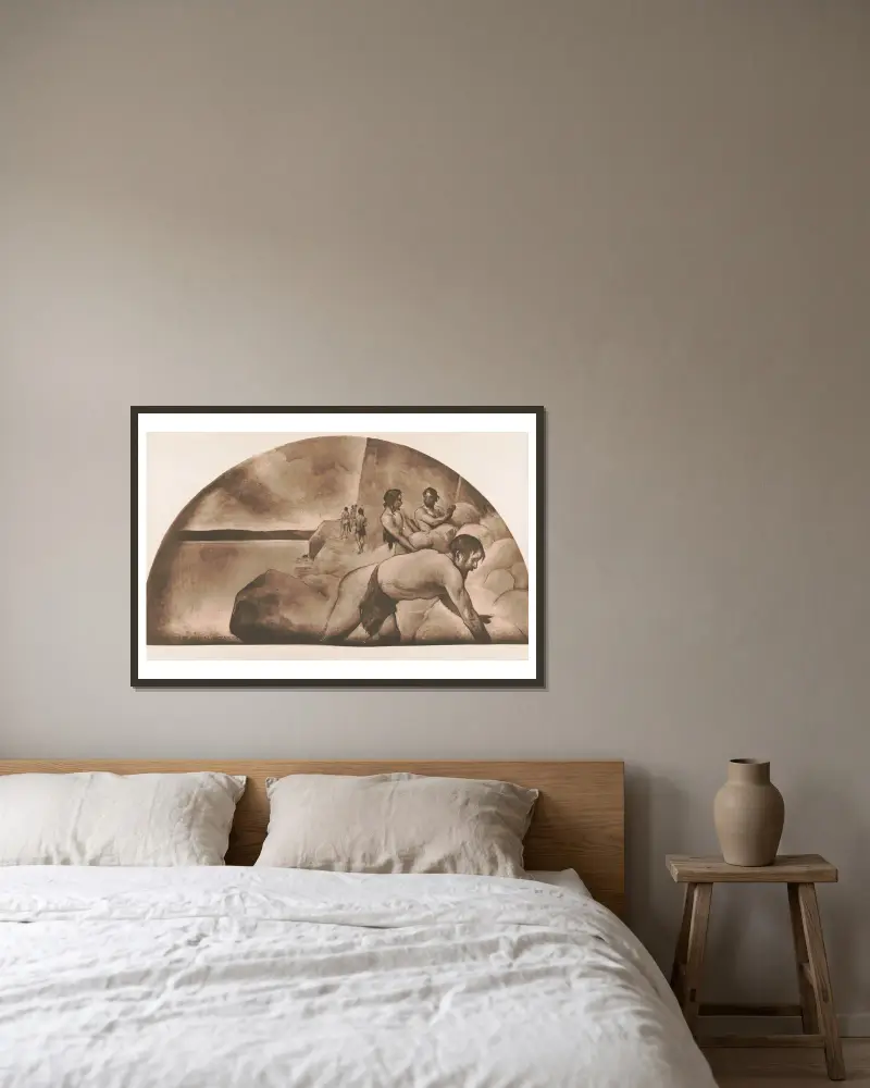 Der Steinhügel von John White Alexander gerahmt an einer Wand