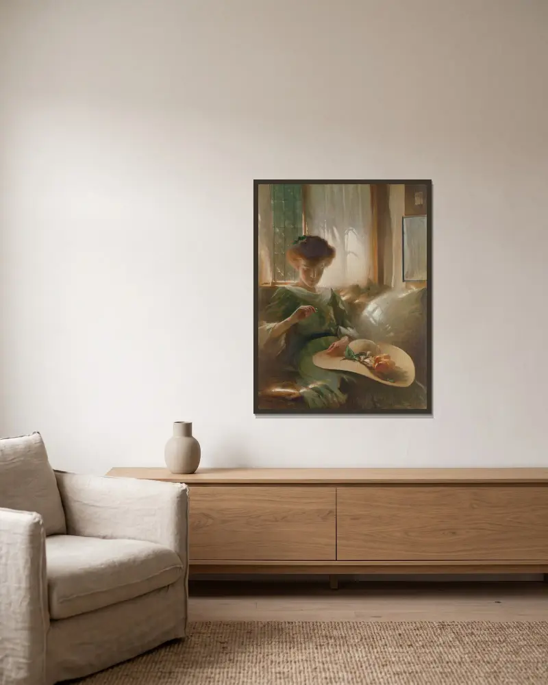 The Ring av John White Alexander inramad på en vägg