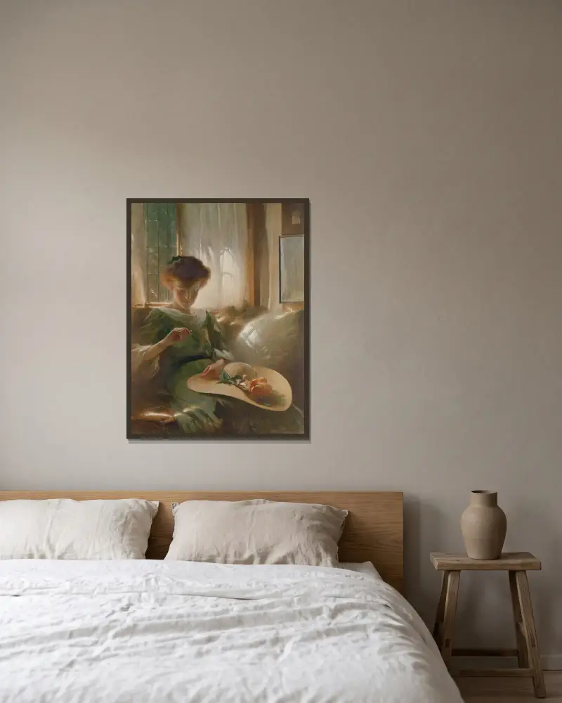 The Ring av John White Alexander inramad på en vägg