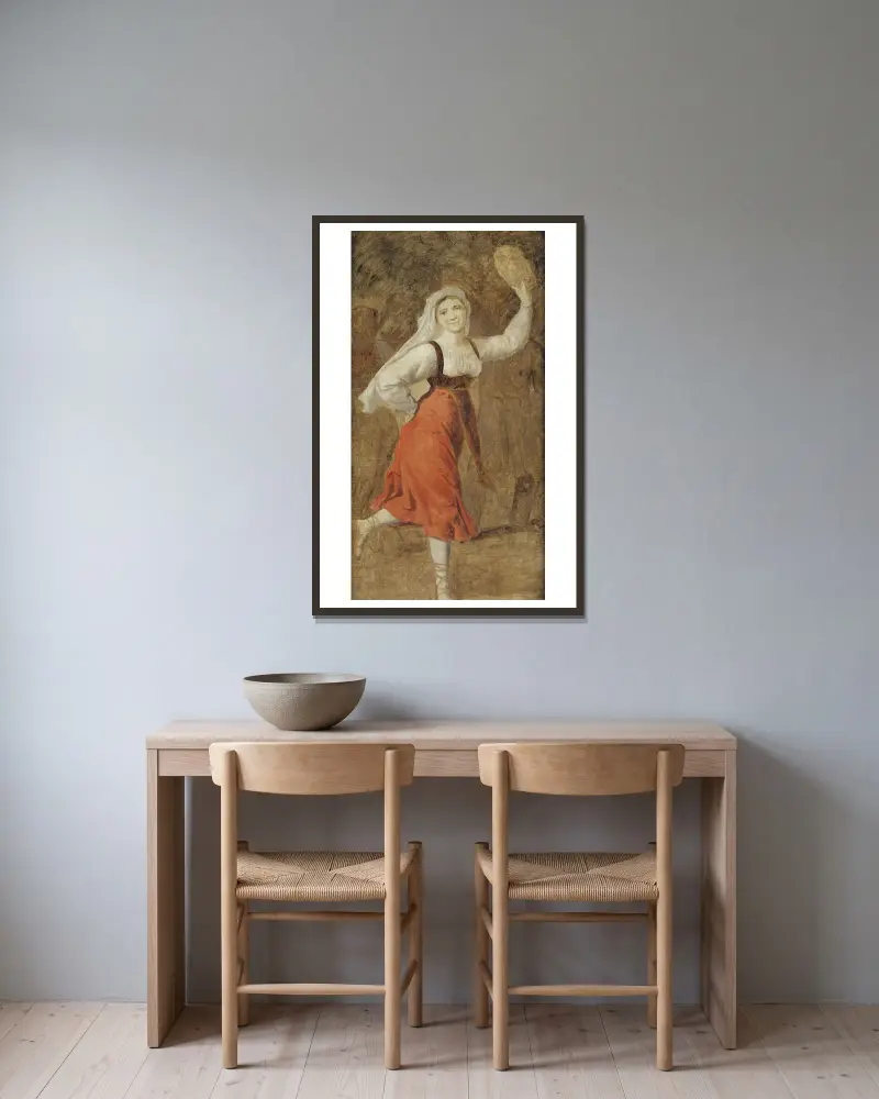 A Dancing Italian Girl av Christoffer Wilhelm Eckersberg inramad på en vägg