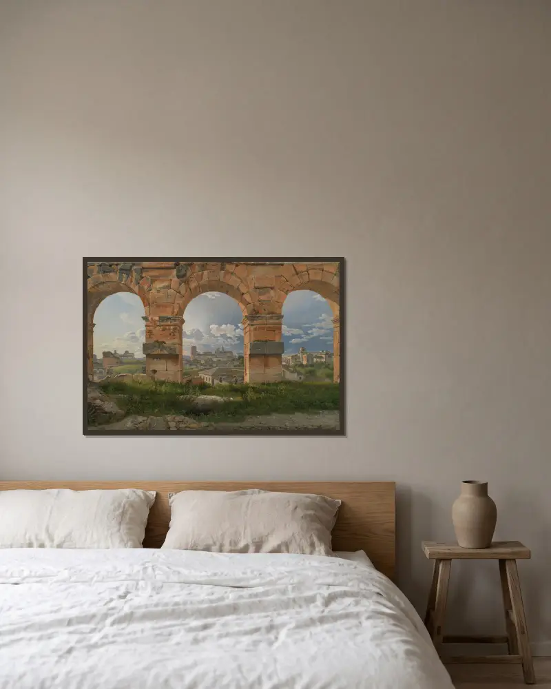 Utsikt genom tre valv på Colosseums tredje våning av Christoffer Wilhelm Eckersberg inramad på en vägg