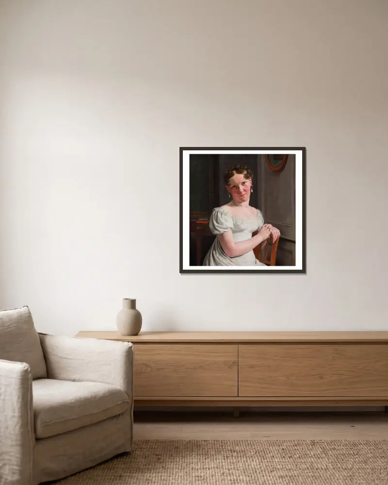 Julie Eckersberg, née Juel, the Artist’s Second Wife av Christoffer Wilhelm Eckersberg inramad på en vägg