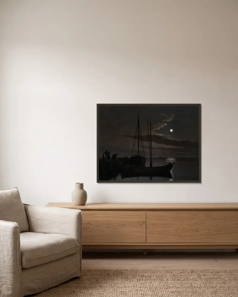 Obraz w świetle księżyca, Christoffer Wilhelm Eckersberg w ramie na ścianie