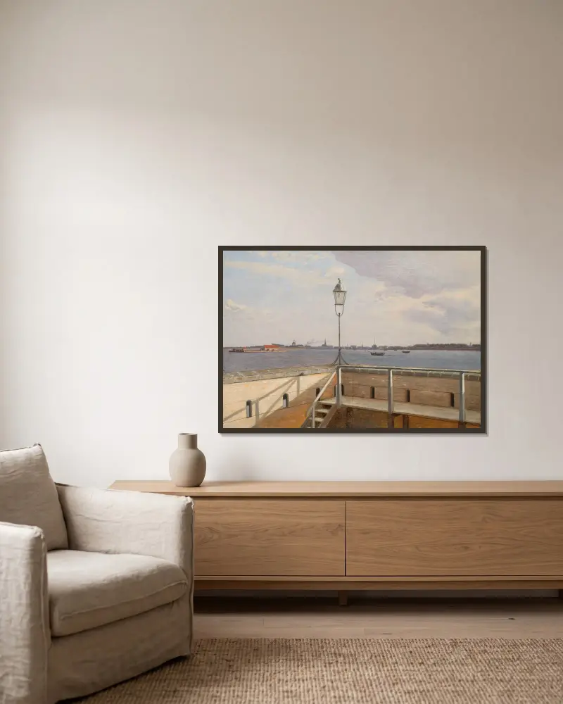 Utsikt från Trekroner batteri med Köpenhamn i fjärran av Christoffer Wilhelm Eckersberg inramad på en vägg