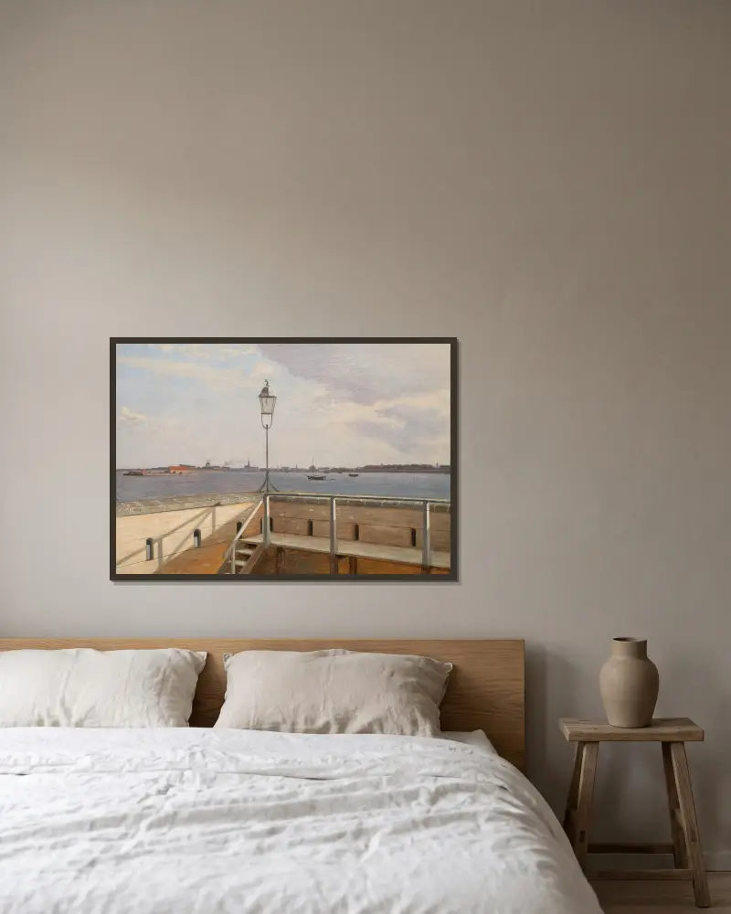 Utsikt från Trekroner batteri med Köpenhamn i fjärran av Christoffer Wilhelm Eckersberg inramad på en vägg