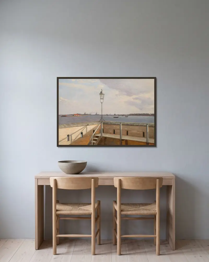 Utsikt från Trekroner batteri med Köpenhamn i fjärran av Christoffer Wilhelm Eckersberg inramad på en vägg
