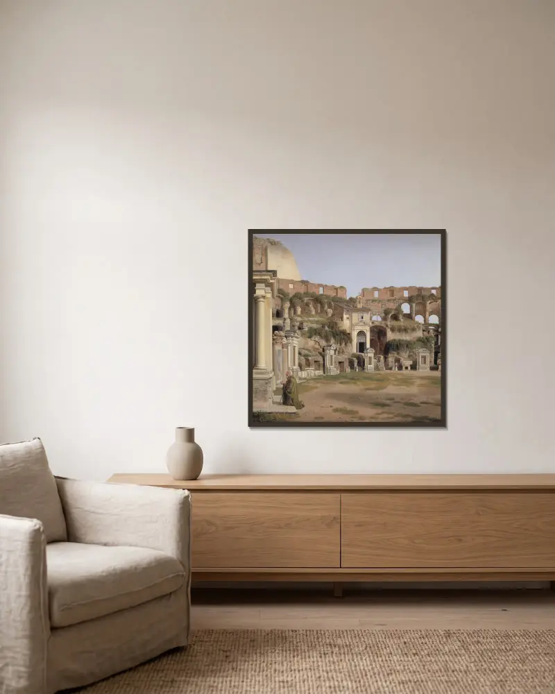 View of the Interior of the Colosseum av Christoffer Wilhelm Eckersberg inramad på en vägg