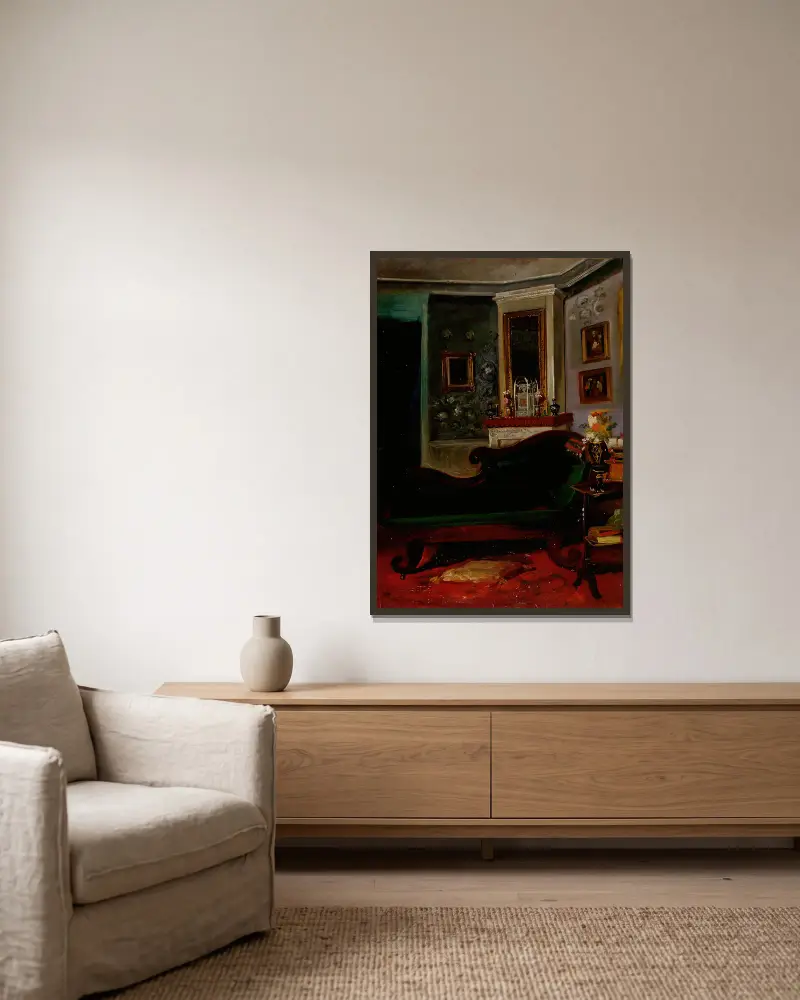 Green Sofa av Robert Wilhelm Ekman inramad på en vägg