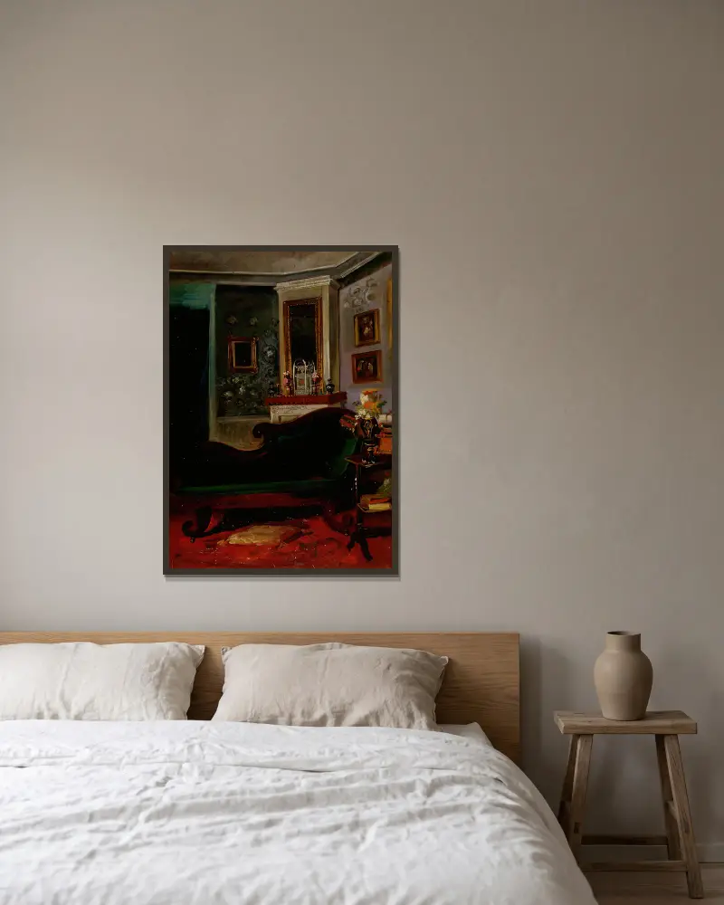 Green Sofa av Robert Wilhelm Ekman inramad på en vägg