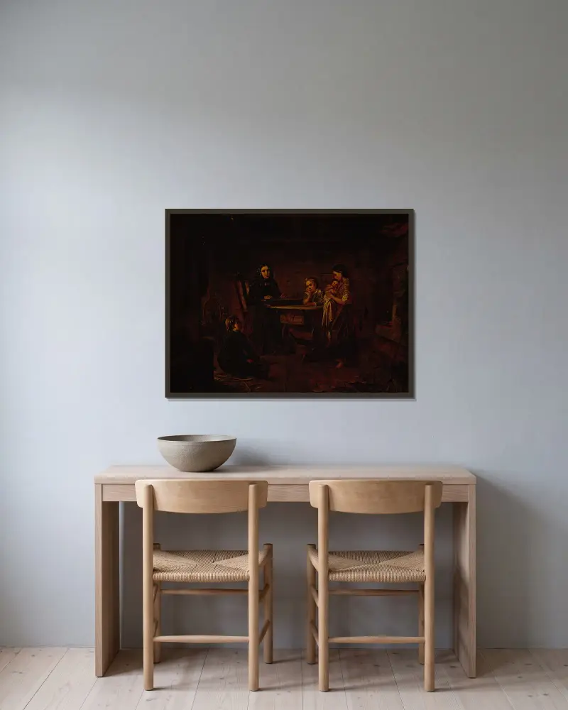 Kreeta Haapasalo spelar kantele av Robert Wilhelm Ekman inramad på en vägg