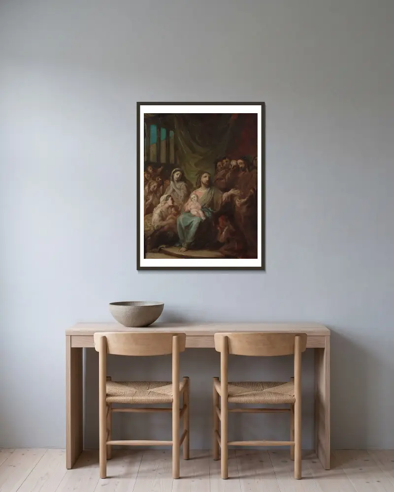 Låt barnen komma till mig av Robert Wilhelm Ekman inramad på en vägg