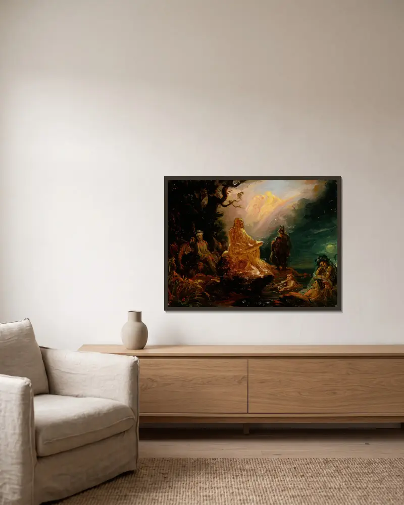 Väinämöinen’s Call, Sketch av Robert Wilhelm Ekman inramad på en vägg