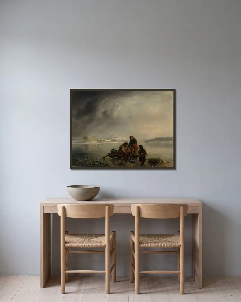 Vinterfiske utanför Åbo av Robert Wilhelm Ekman inramad på en vägg