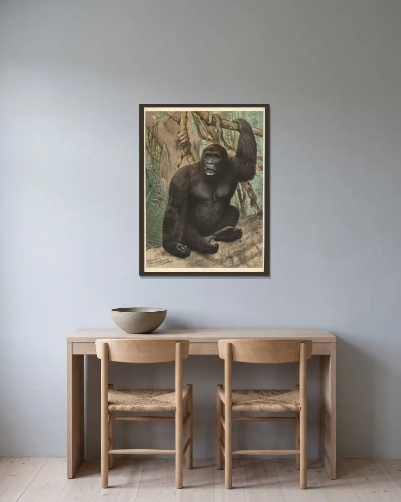 Gorila, Wilhelm Kuhnert v rámu na stěně