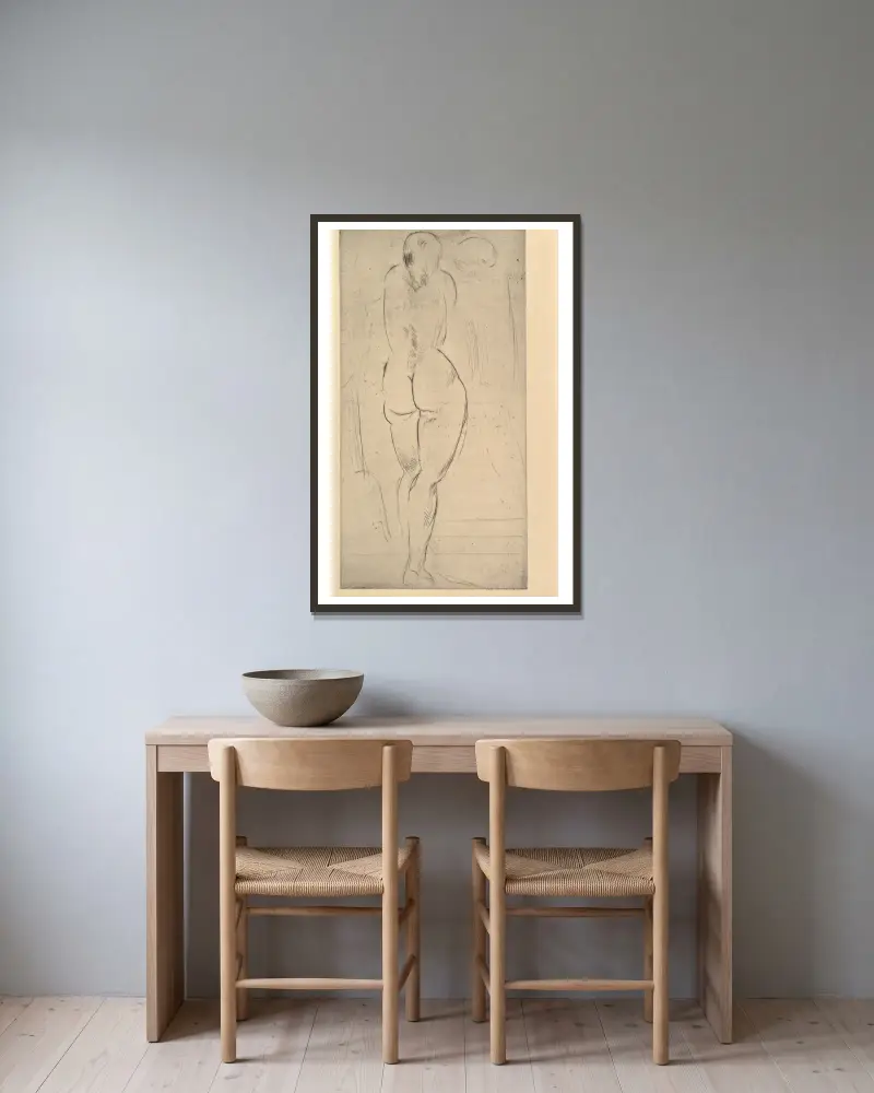 Das einsame Weib von Wilhelm Lehmbruck gerahmt an einer Wand