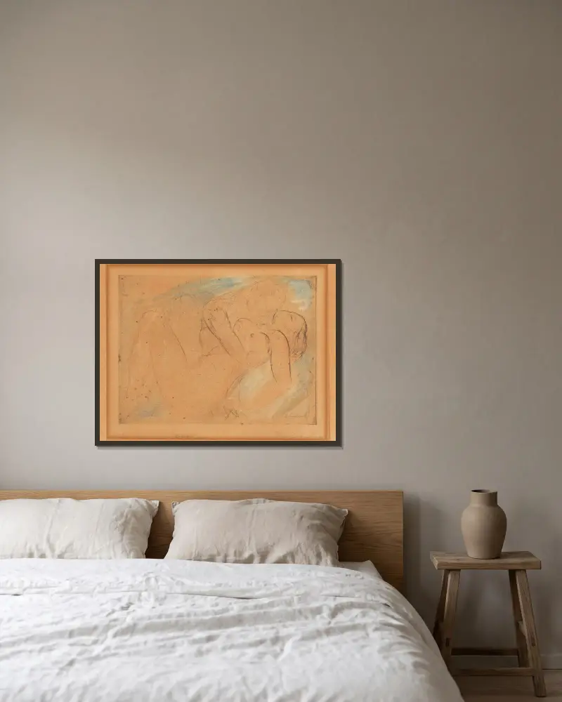 Umarmung II von Wilhelm Lehmbruck gerahmt an einer Wand