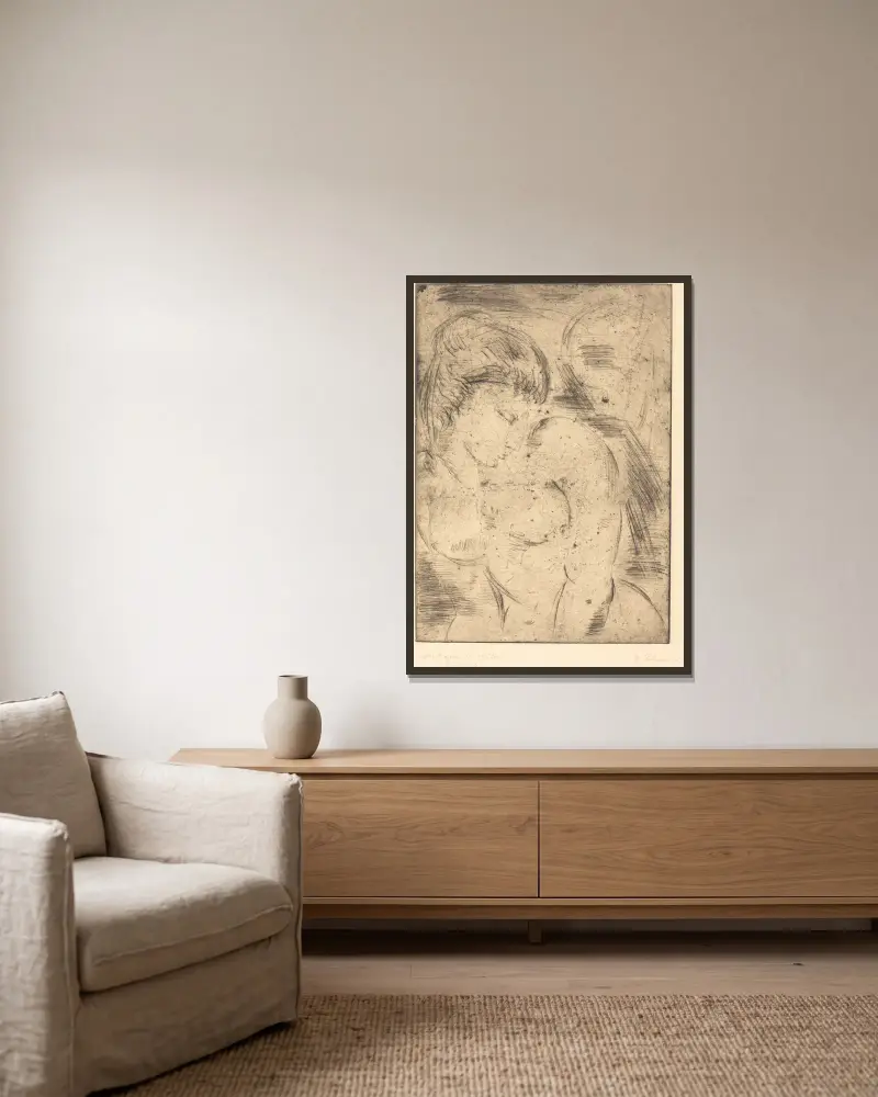 Der Traum des Weibes von Wilhelm Lehmbruck gerahmt an einer Wand
