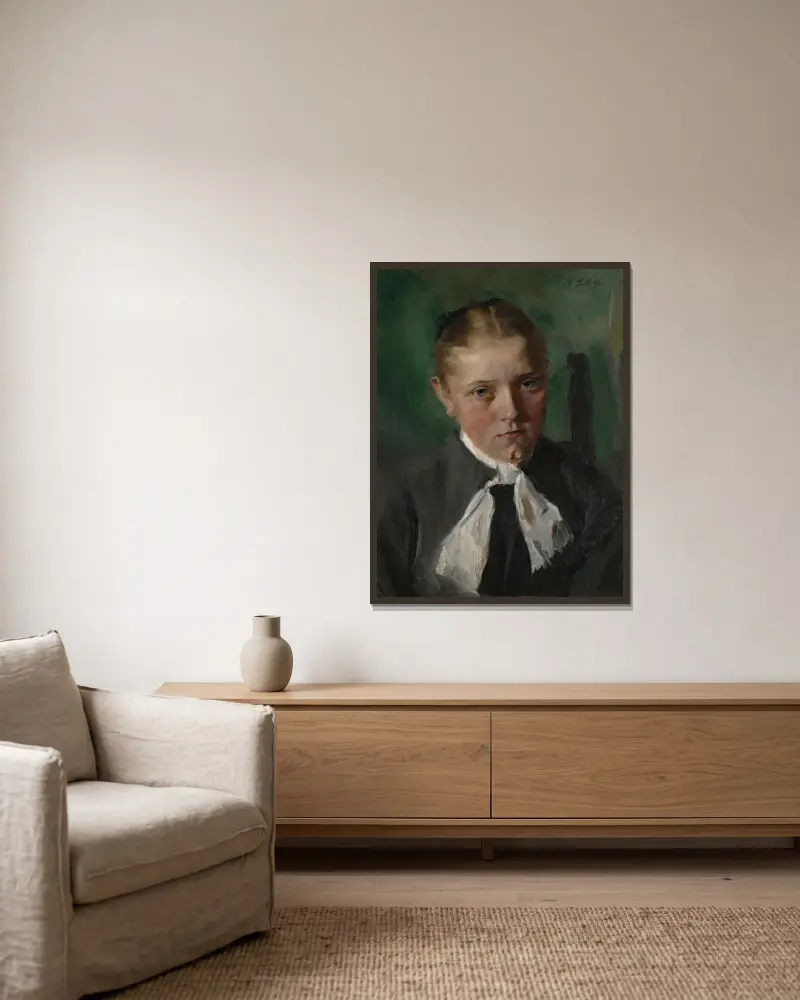 Bauernmädchen von Wilhelm Leibl gerahmt an einer Wand