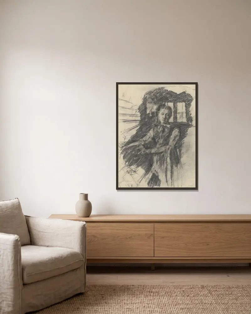 Malresl in der Küche von Wilhelm Leibl gerahmt an einer Wand
