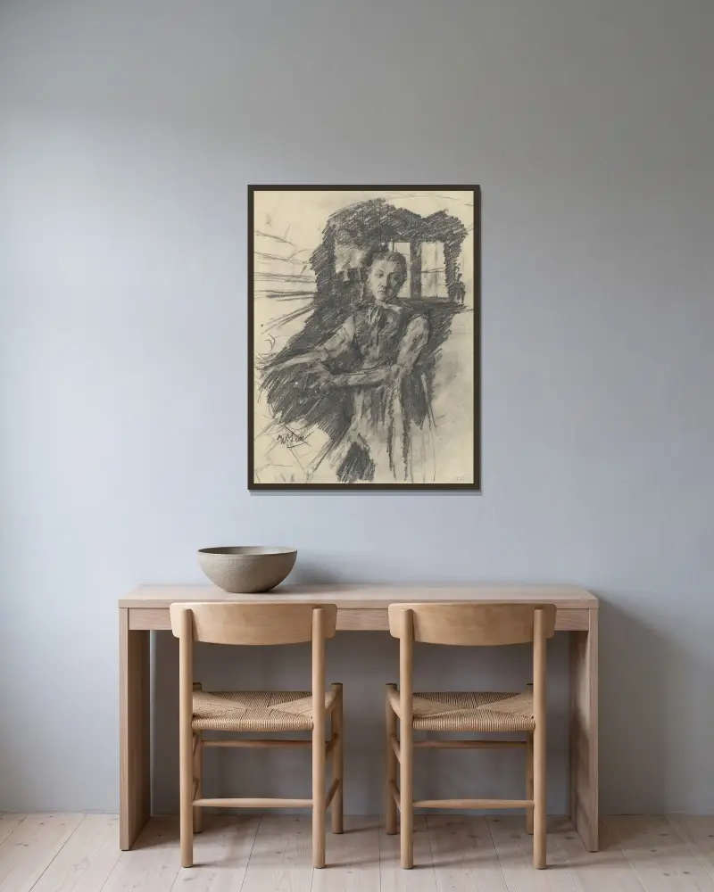 Malresl in der Küche von Wilhelm Leibl gerahmt an einer Wand