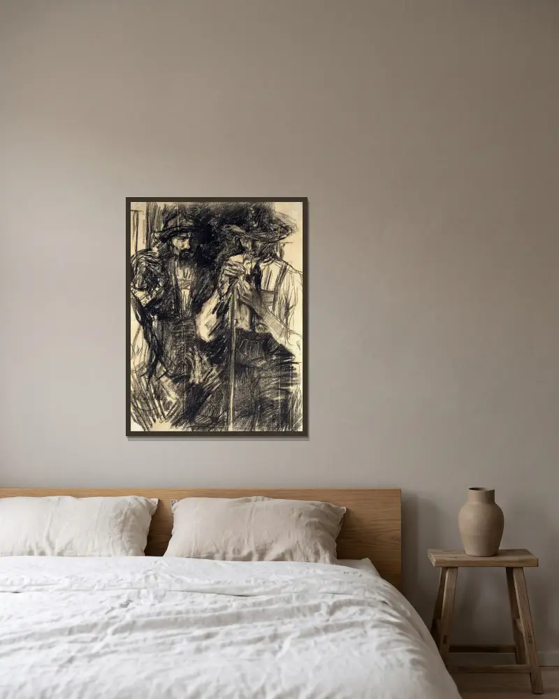 Die Jäger von Wilhelm Leibl gerahmt an einer Wand