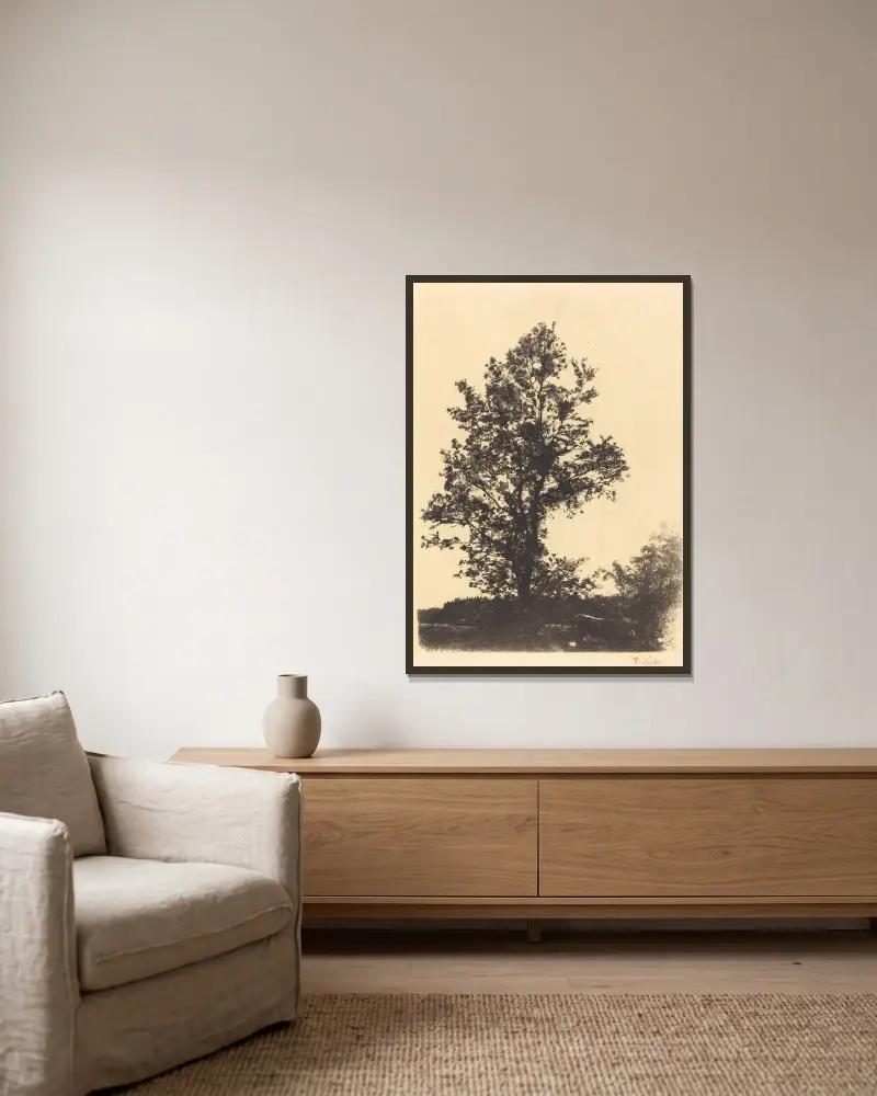 The Large Tree av Wilhelm Leibl inramad på en vägg