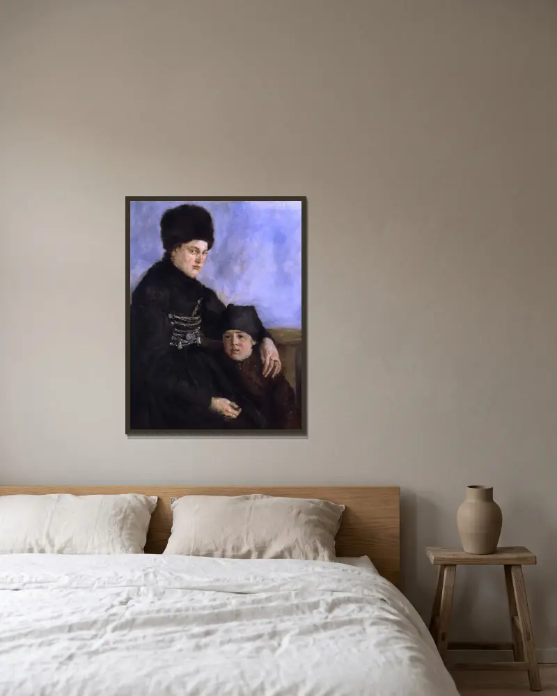 Kvinna och barn av Wilhelm Leibl inramad på en vägg