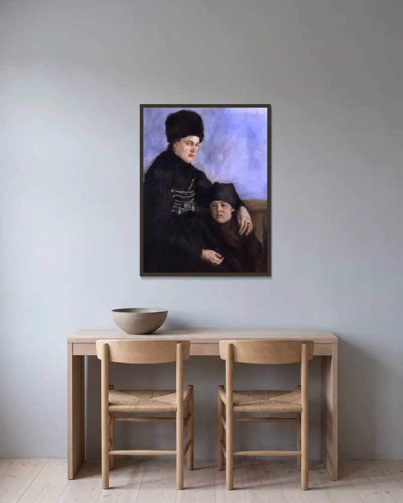 Kvinna och barn av Wilhelm Leibl inramad på en vägg