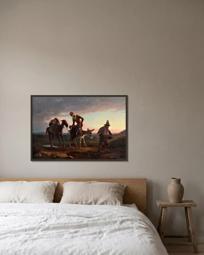 Don Quixote’s first ride home av Wilhelm Marstrand inramad på en vägg