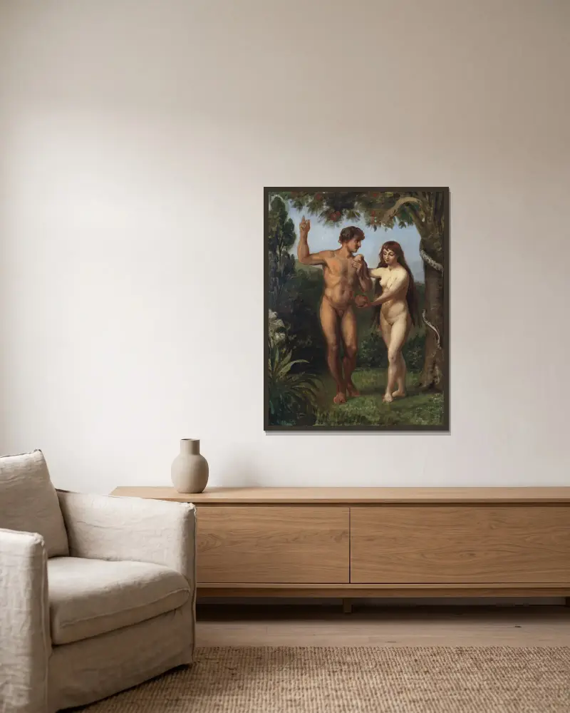 Eva pokouší Adama, Wilhelm Marstrand v rámu na stěně