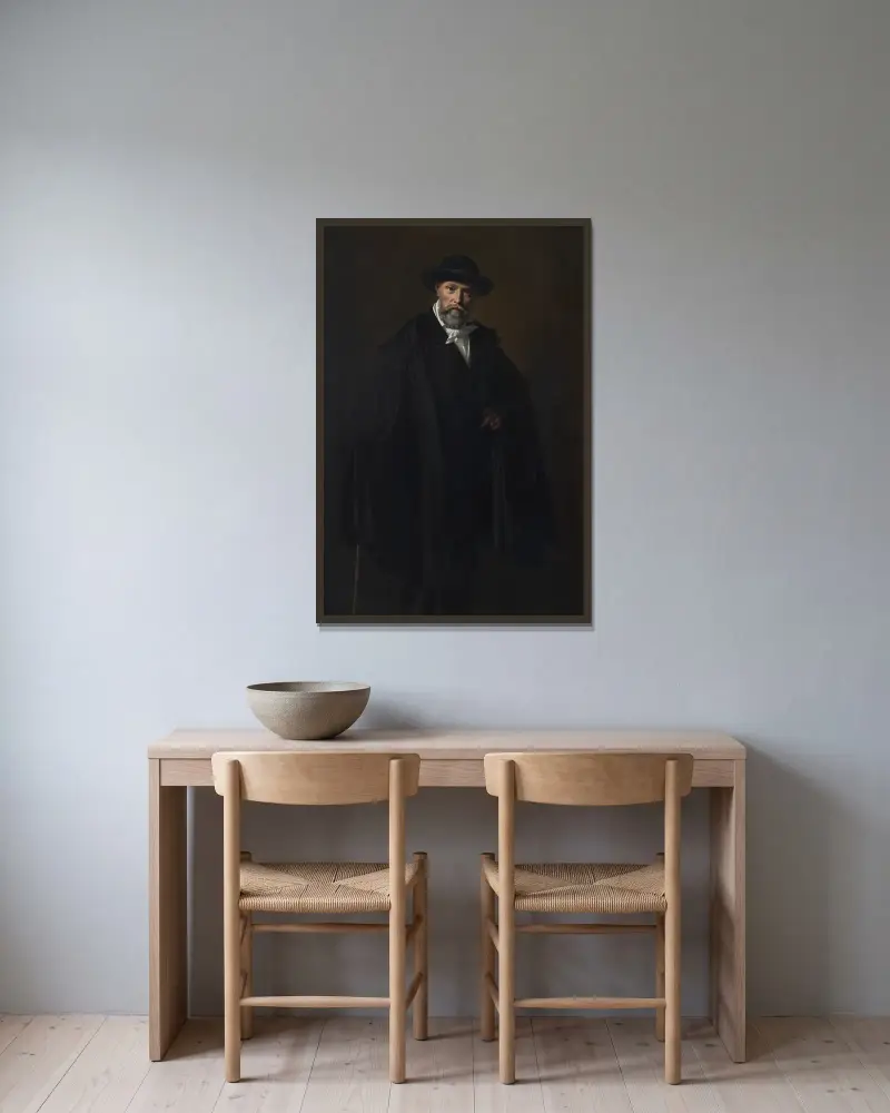 Portret malarza Constantina Hansena, Wilhelm Marstrand w ramie na ścianie
