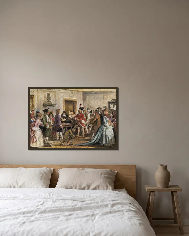 Philemon und seine Ankläger von Wilhelm Marstrand gerahmt an einer Wand