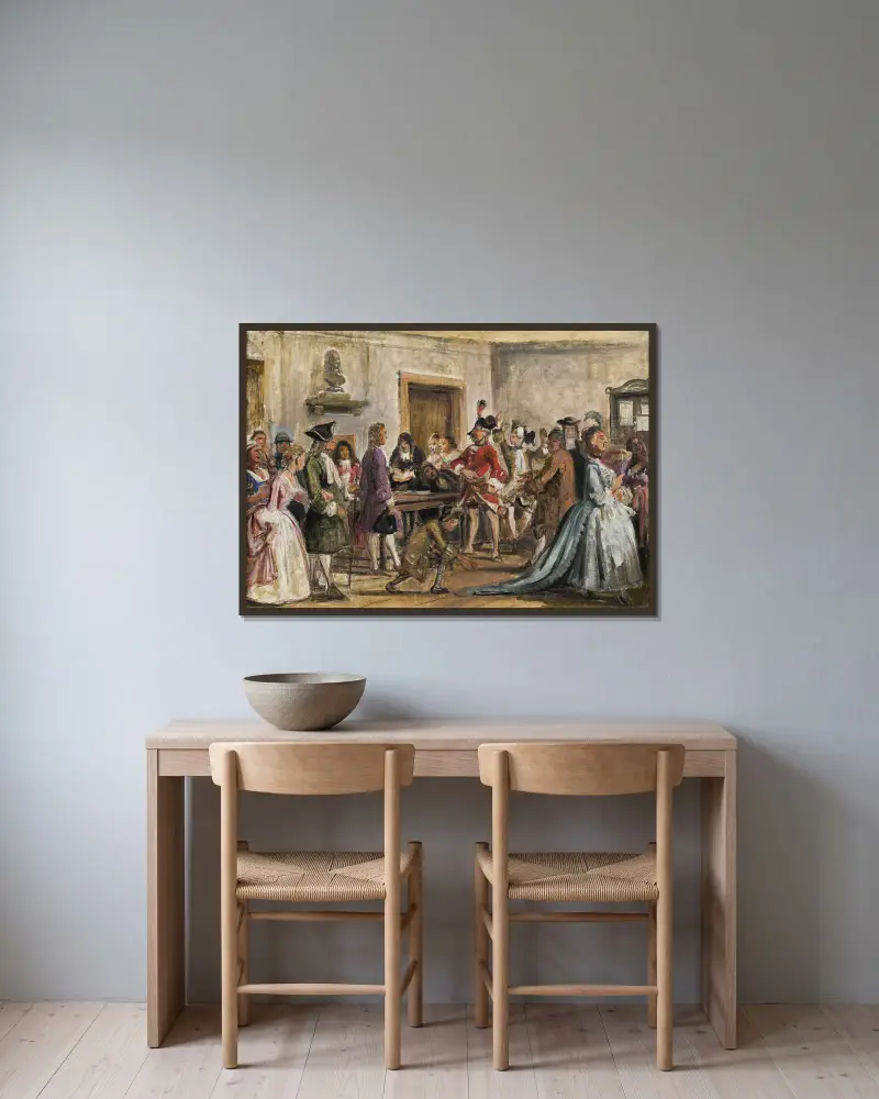 Philemon und seine Ankläger von Wilhelm Marstrand gerahmt an einer Wand