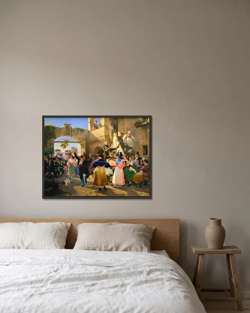 Römer versammelt zum Festmahl in einer Osteria von Wilhelm Marstrand gerahmt an einer Wand