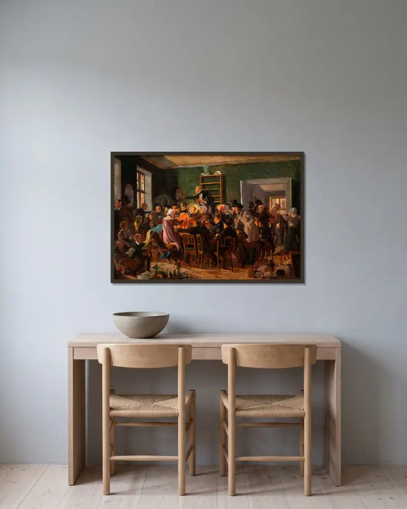 Scena z aukcji, Wilhelm Marstrand w ramie na ścianie