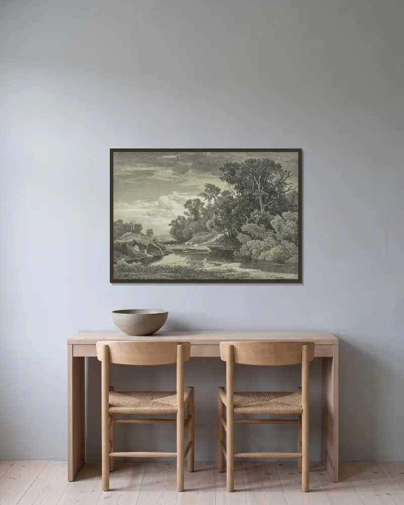 Nad Arly koło Karlsruhe, Johann Wilhelm Schirmer w ramie na ścianie