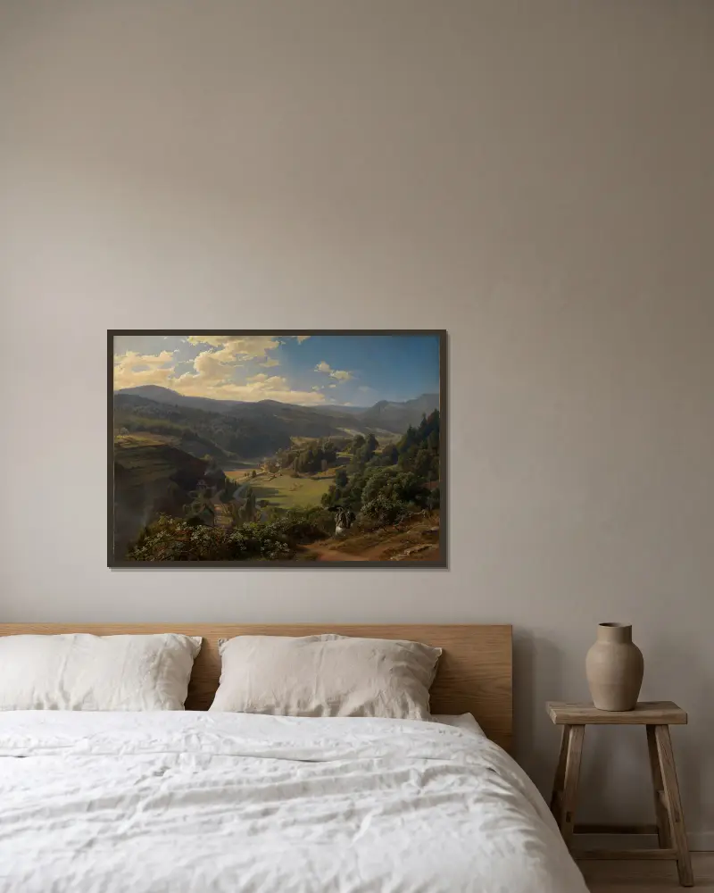 Geroldsauertal vid Baden-Baden av Johann Wilhelm Schirmer inramad på en vägg