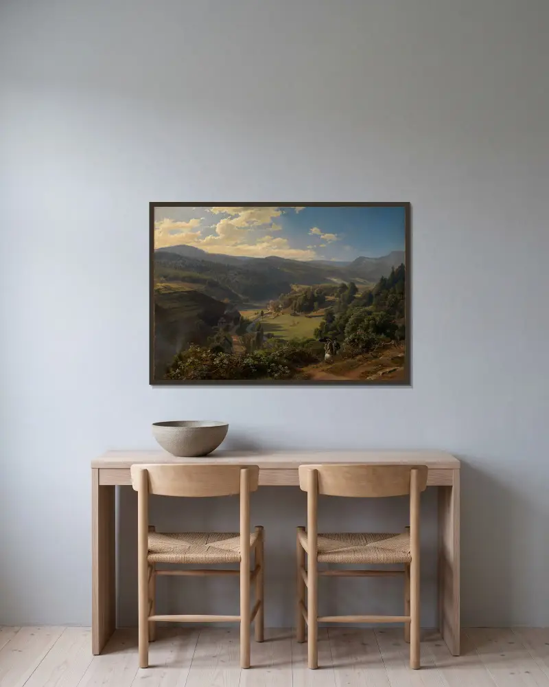 Geroldsauertal vid Baden-Baden av Johann Wilhelm Schirmer inramad på en vägg