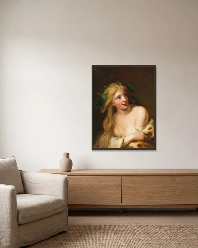 Eine Bacchantin von Johann Heinrich Wilhelm Tischbein gerahmt an einer Wand