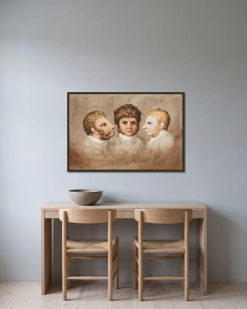 Trzy studia męskich głów, Johann Heinrich Wilhelm Tischbein w ramie na ścianie
