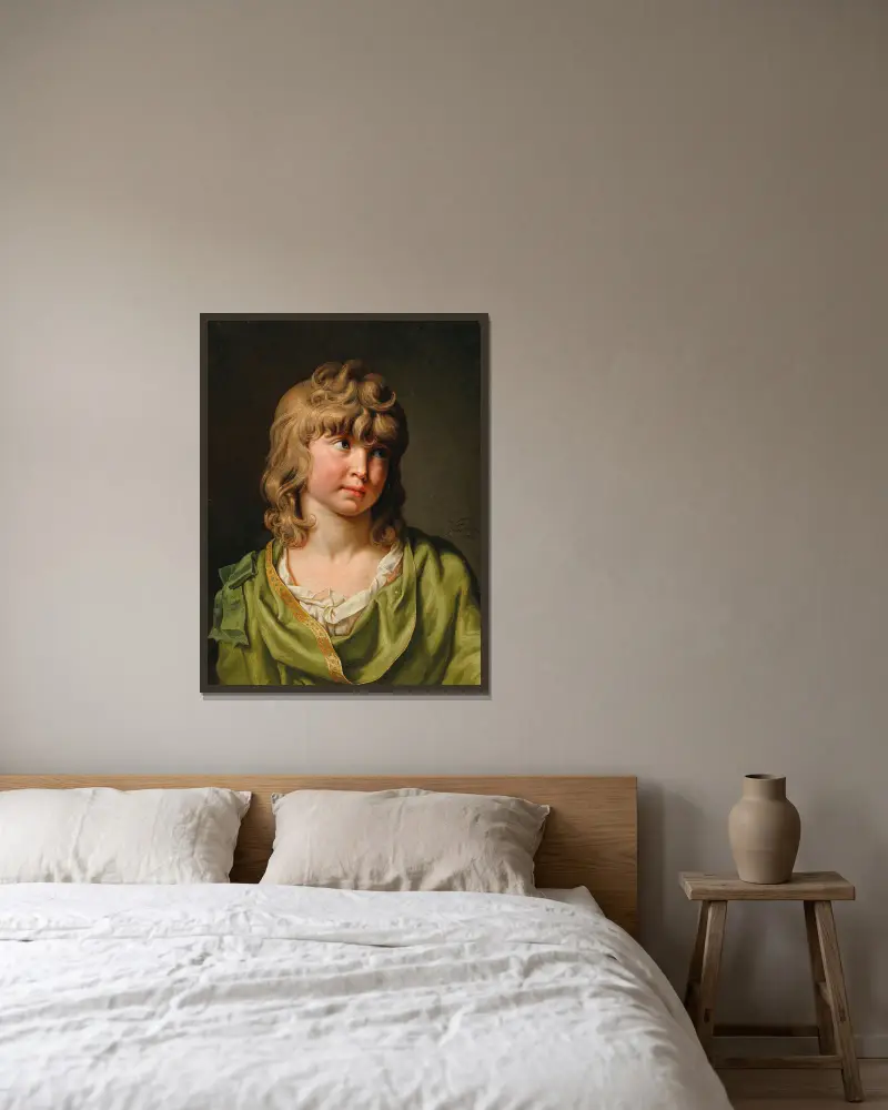Porträtt av en pojke med blonda lockar av Johann Heinrich Wilhelm Tischbein inramad på en vägg