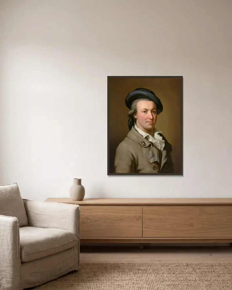 Porträtt av Hans Jakob Irminger av Johann Heinrich Wilhelm Tischbein inramad på en vägg