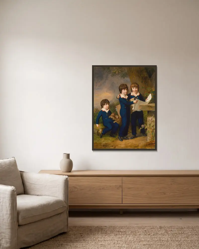 Martin Anton Heckschers barn; Johann Gustav Wilhelm Moritz (1797–1865), Carl Martin Adolph (1796–1850) och Leopold (född 1792) av Johann Heinrich Wilhelm Tischbein inramad på en vägg