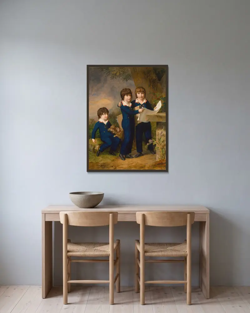 Martin Anton Heckschers barn; Johann Gustav Wilhelm Moritz (1797–1865), Carl Martin Adolph (1796–1850) och Leopold (född 1792) av Johann Heinrich Wilhelm Tischbein inramad på en vägg