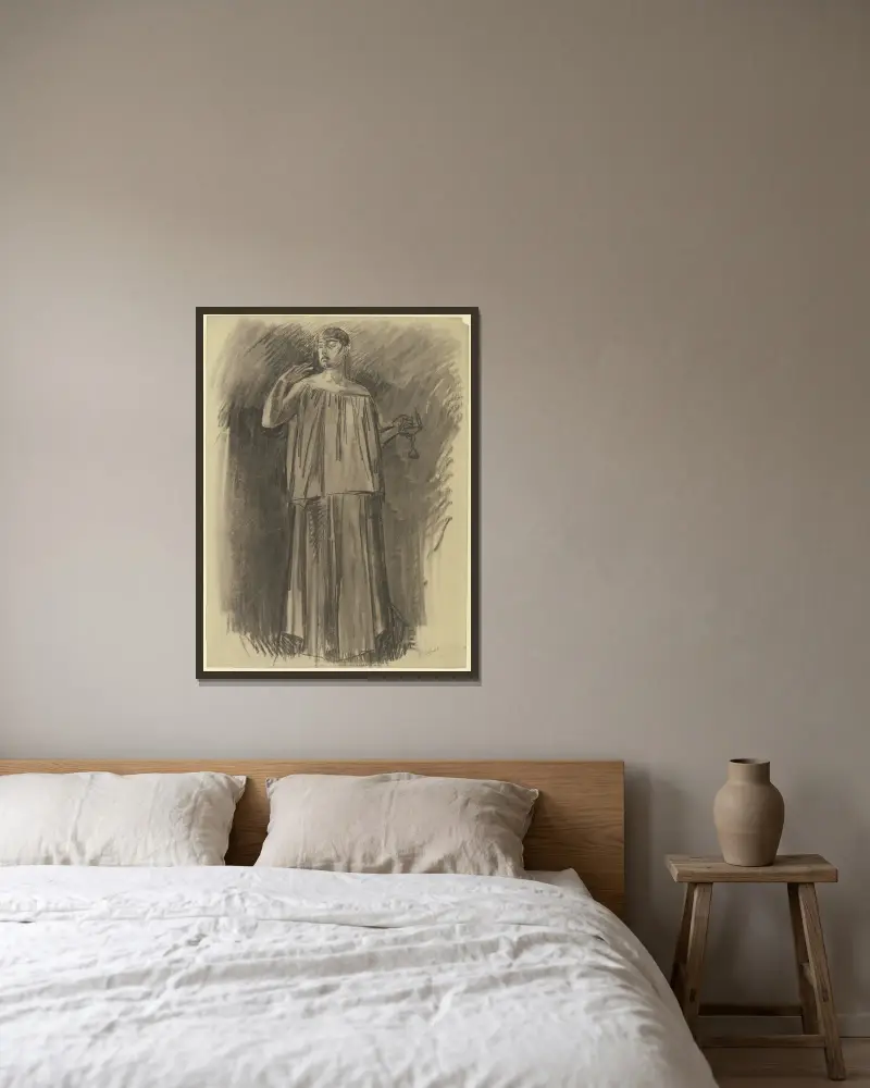 Die schlafwandelnde Lady Macbeth von Wilhelm Trübner gerahmt an einer Wand