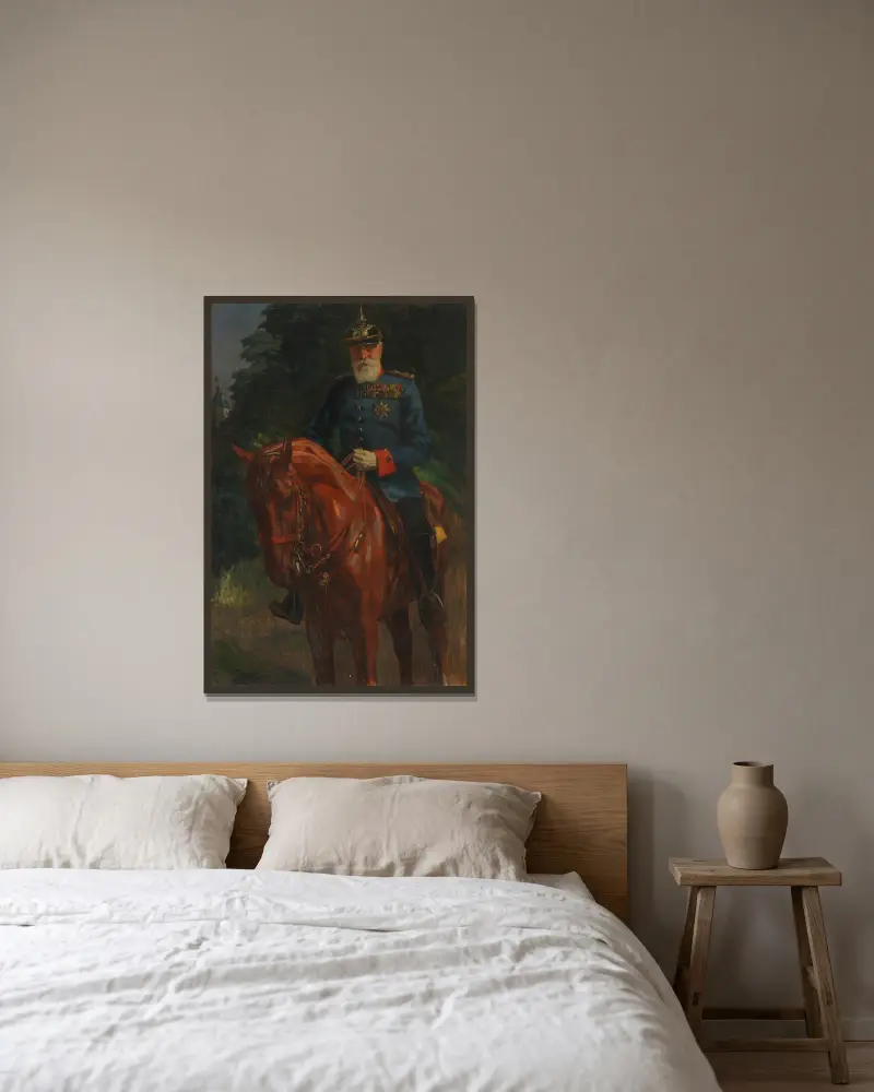 Porträtt av storhertig Fredrik I av Baden till häst av Wilhelm Trübner inramad på en vägg