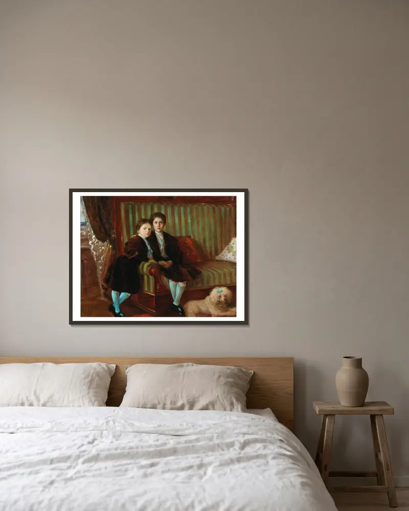 Geschwister von Wilhelm Trübner gerahmt an einer Wand