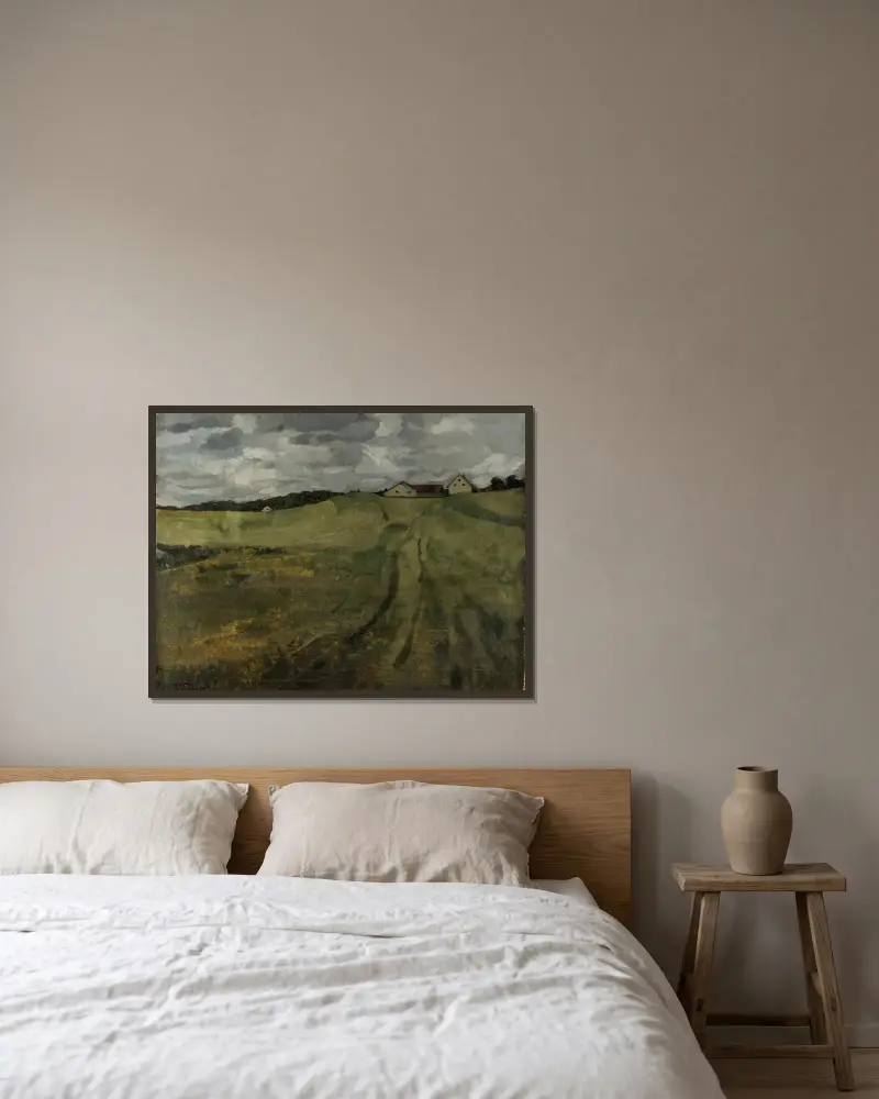 Stubble Field with Ascending Path near Wessling av Wilhelm Trübner inramad på en vägg