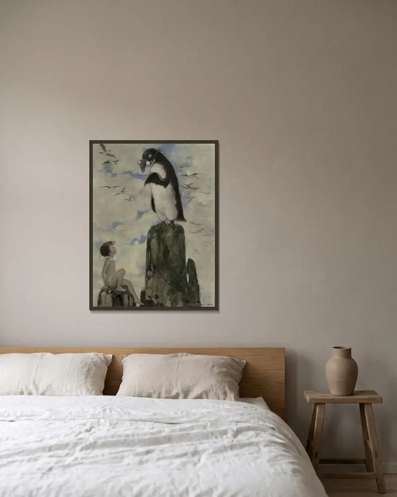 Där såg han den sista garfågeln av Jessie Willcox Smith inramad på en vägg