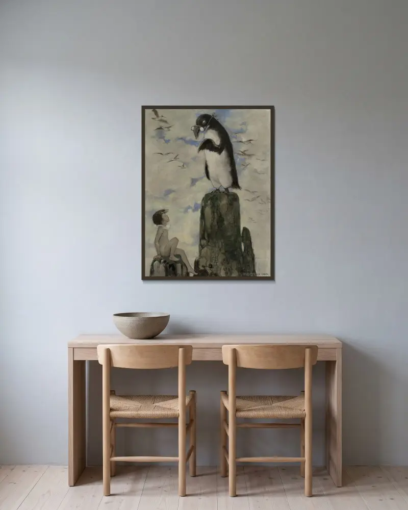 Där såg han den sista garfågeln av Jessie Willcox Smith inramad på en vägg